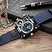 PHCOOVERS OULM 3595 Men's Military Sport Multi Time Zone Canvas Band Quartz Square Dial Watch-Dark Blue Antique