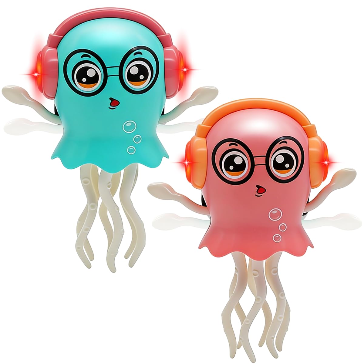 Doodlewitz Dancing Octopus Baby Toy - Crawling Octopus Tummy Time Toy, Magic Dancing Music Crawling Toys for 3 4 5 6 7 Year Old Boy Girl Kids Birthday Gifts, Interactive relax Office (2Pcs Jellyfish)