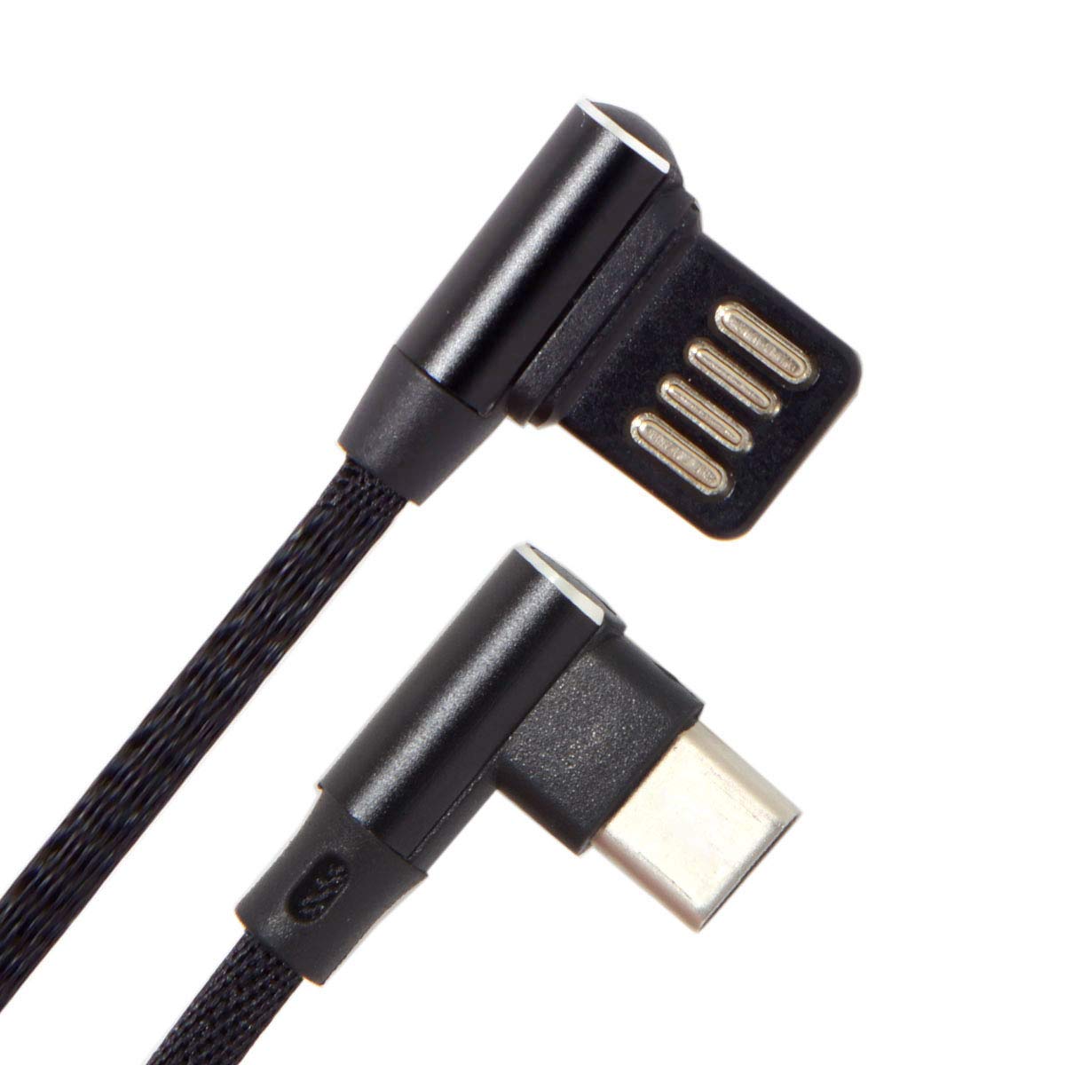 CY USB-C 3.1 Type-C to Left Right Angled 90 Degree USB 2.0 Data Cable with Sleeve for Tablet Phone 15cm