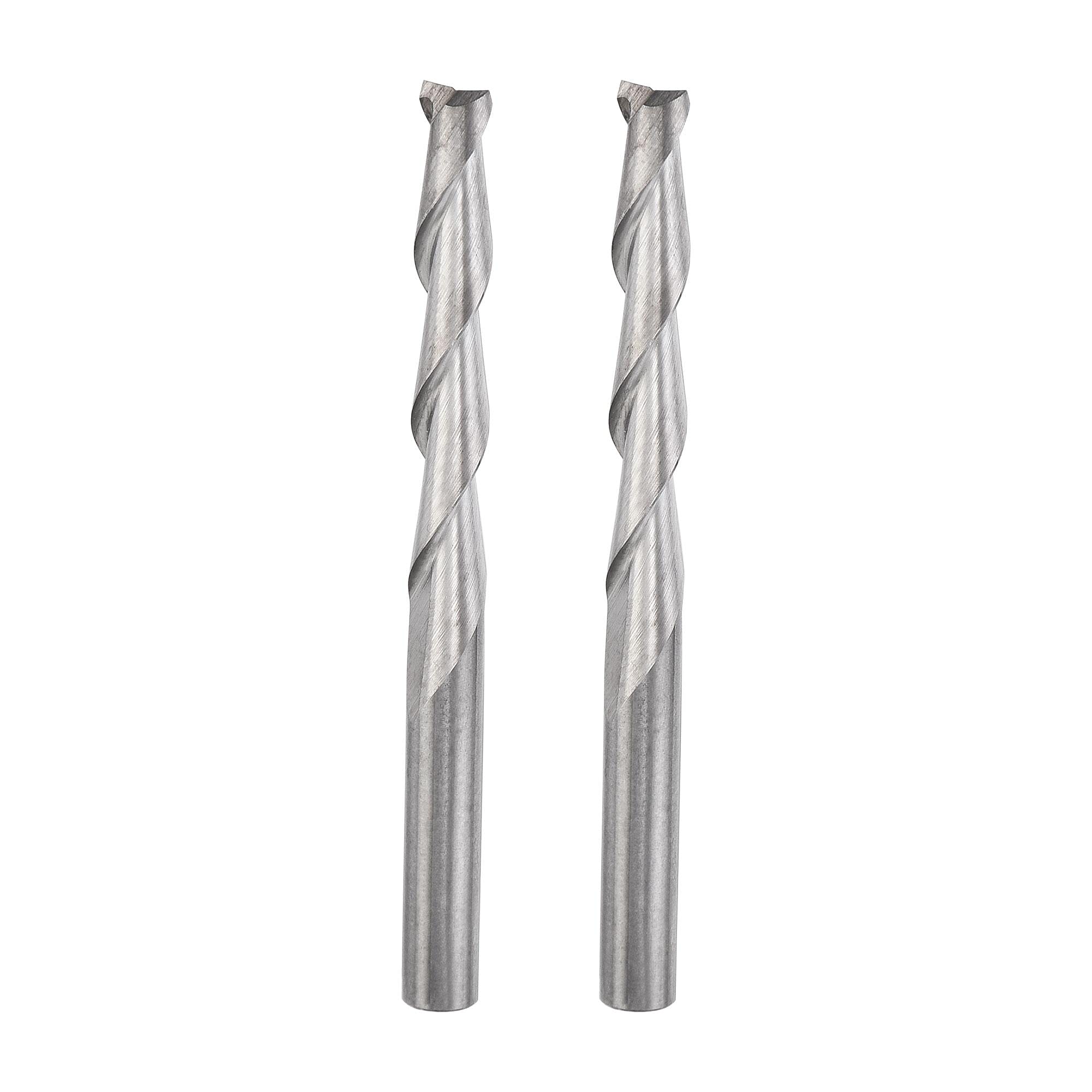 sourcing map CNC Spiral Router Bits 1/8" 3.175mm Shank, 3.175mm x 22mm Upcut Solid Carbide End Mill 2 Flute Milling Cutter, for Acrylic PVC MDF Wood Hardwood, 2pcs