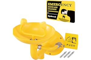 CGOLDENWALL Eye Wash Station OSHA Approved Wall Mounted Emergency Eyewash Station Eye Face Washing Sink, NPT Thread, 304 Stainless Steel+Epoxy Coating