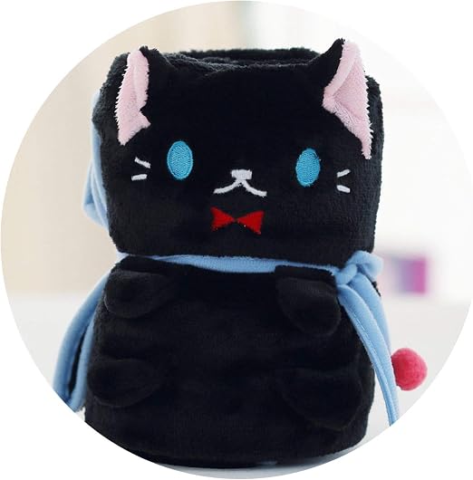 Amazon Co Jp かわいい超かわいい猫のネルの 動物の冷房 毛布 ブラック猫 100 80cm ホーム キッチン