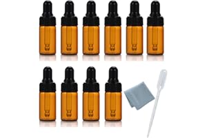 Elfenstall- 10pcs 10ml 1/3oz Amber Glass Bottle Sample Vial with Glass Eye Dropper Refillable Containers for Essential oils P