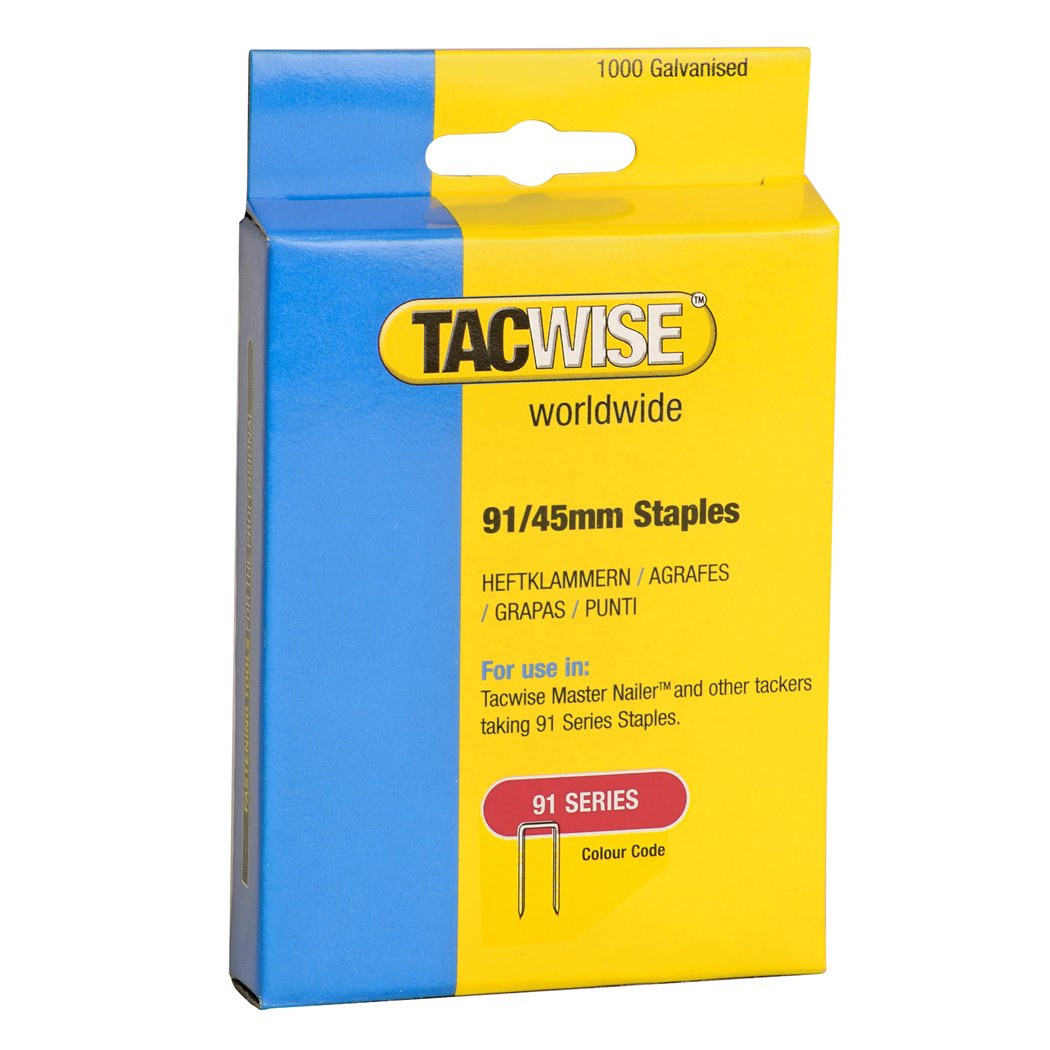 Tacwise 1174 Type 91 / 45 mm Galvanised Narrow Crown Staples, Pack of 1,000