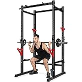 Squat Rack Pull Up Bar, Bongkim Power Rack Cage, Adjustable Squat Rack Stand for Home Gym Equipment, Squat Cage Weight Liftin