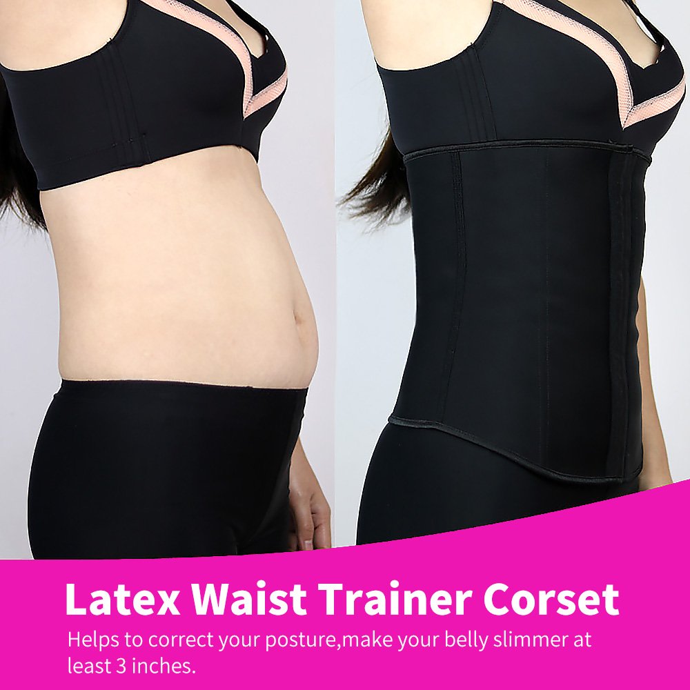 Women 3 Hooks Waist Trainer Corset For Weight Loss Tummy Control Shapewear Beige XXL
