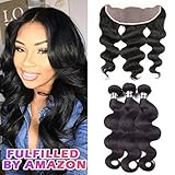 Star Show Brazilian Hair Bundles with Frontal Closure Body Wave Human Hair Bundles with Frontal 14 16 18 with 14 Inch Frontal Natural Color