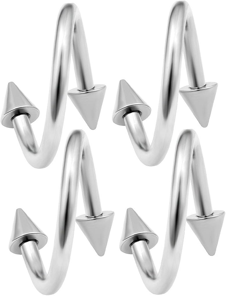 bodyjewellery 4pcs 14g Spiral Twisted Barbell Tragus Lip