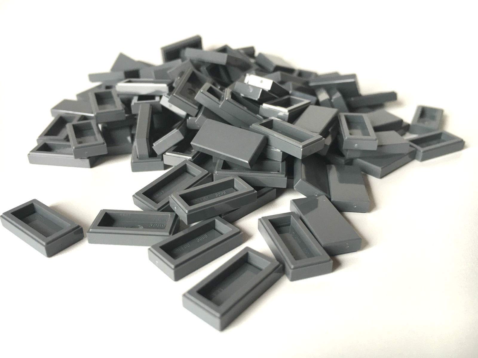 LEGO ® 100 tiles 1x2 in dark grey / dark bluish grey