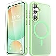 for Samsung Galaxy S25+ Plus Case, Matte Magnetic Phone Case with 1 Screen Protector, Support for Magsafe, Translucent Frosted Shockproof Protective Cover for Samsung Galaxy S25+ Plus, Mint Green