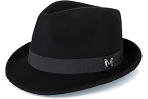 FREEBIRD99 100% Wool Felt Panama Fedora Hat Short Brim Trilby Flat Hat for Men Women