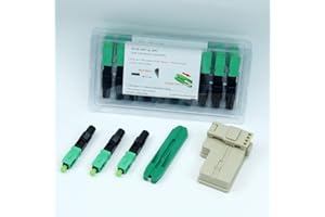 RETT FQC 100pcs SC APC Fiber Optic Quick Connectors with Matched Tools Fiber Reusable Connectors Single Mode Mechanical Fast Connectors Adapter for FTTH CATV Network Instrument (APC 100pcs)