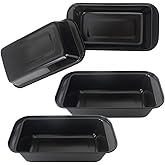 LoveDeal Mini Loaf Pans, 6" x 3.3" Nonstick Carbon Steel Bread Pan, Rectangle Loaf Baking Cake Tin for Small Banana Bread, Meatloaf, Sourdough, Brownies - Set of 4, Black