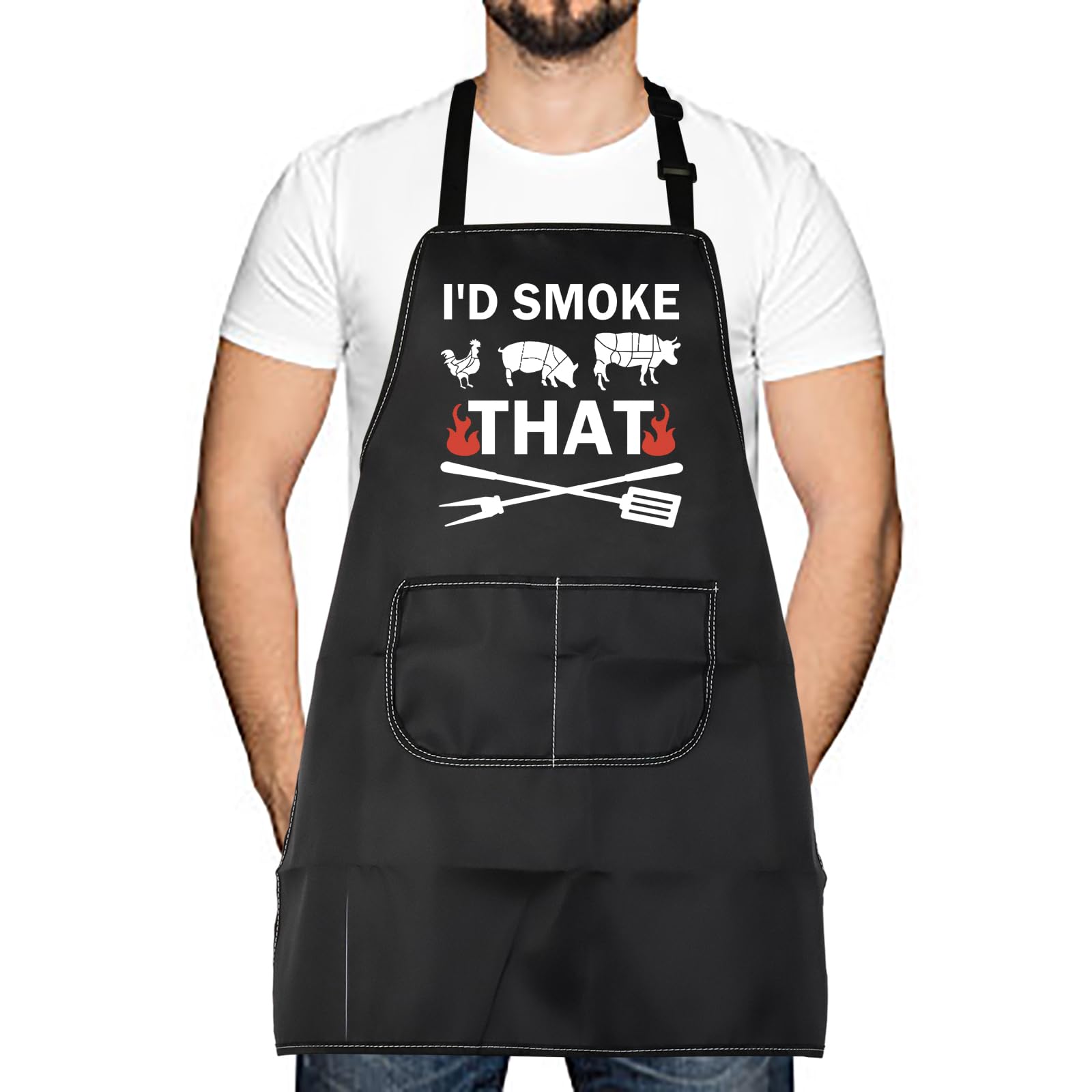 Meat Smoker Apron Meat Pork Lover Gift I'd Smoke That Waterprof Apron For Dad (I'd Smoke That)