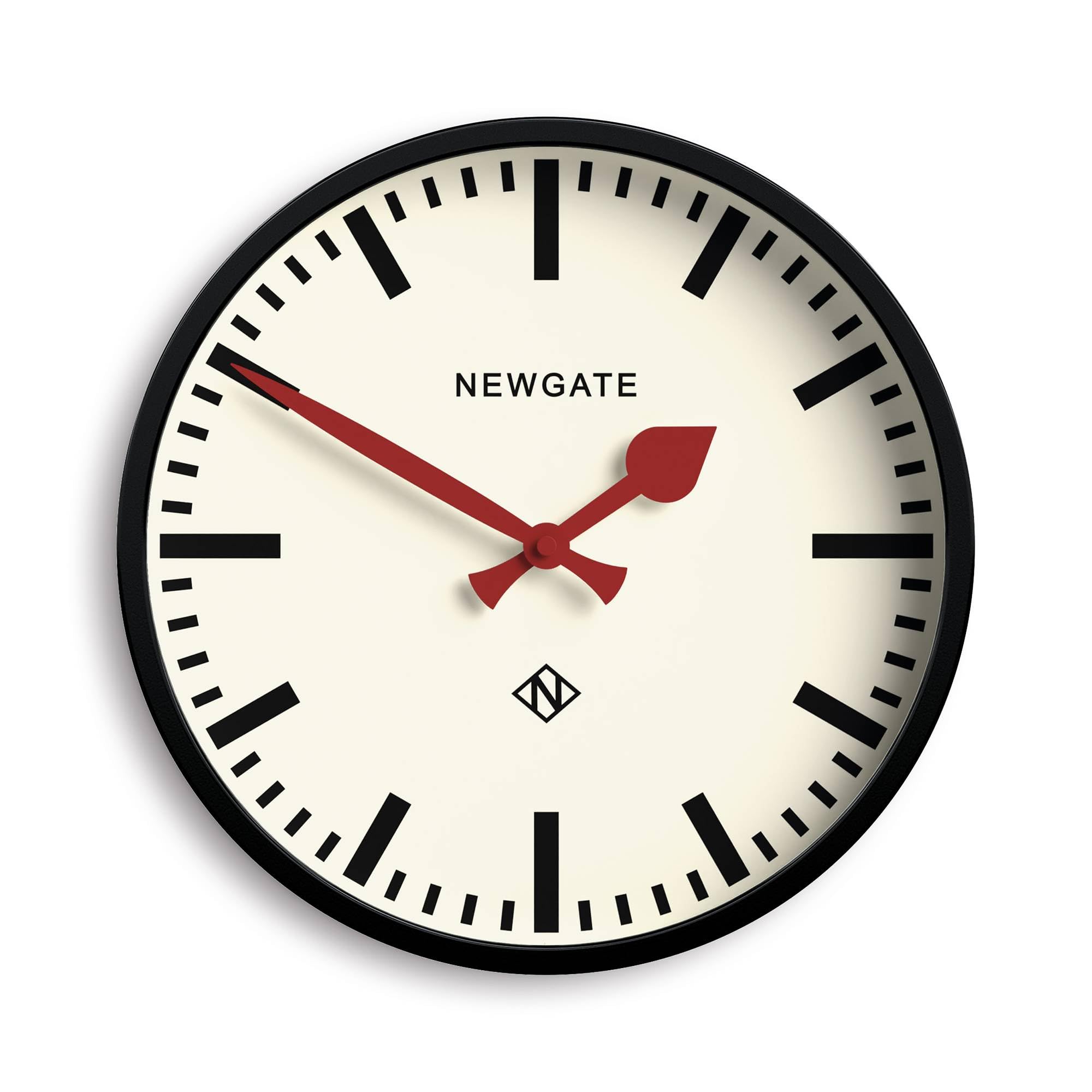 NEWGATE® Luggage wall clock | Modern retro metal station clock | 30cm | Deep metal case in black | Contemporary vintage style for kitchen, living room or office — image 1