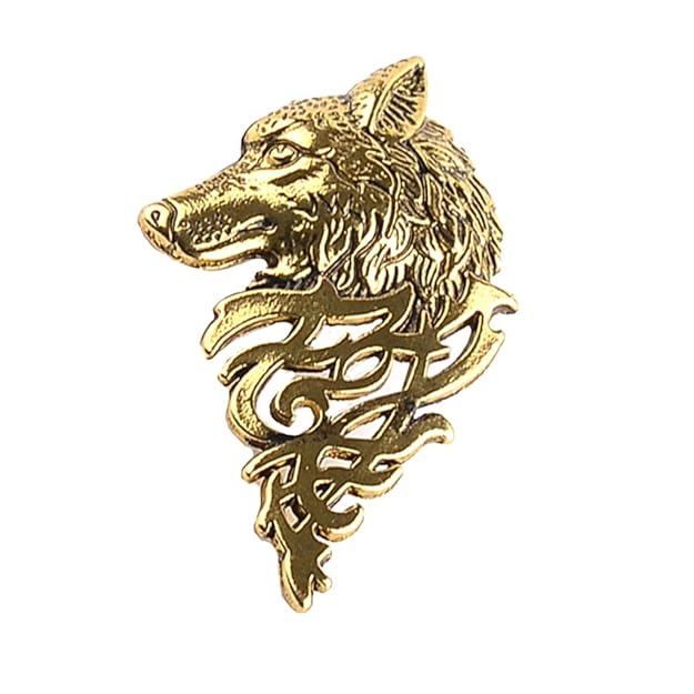 Baosity Brosche Pin Wolf Muster Gold oder Silber Farbe Herren Schmuck Anstecknadeln