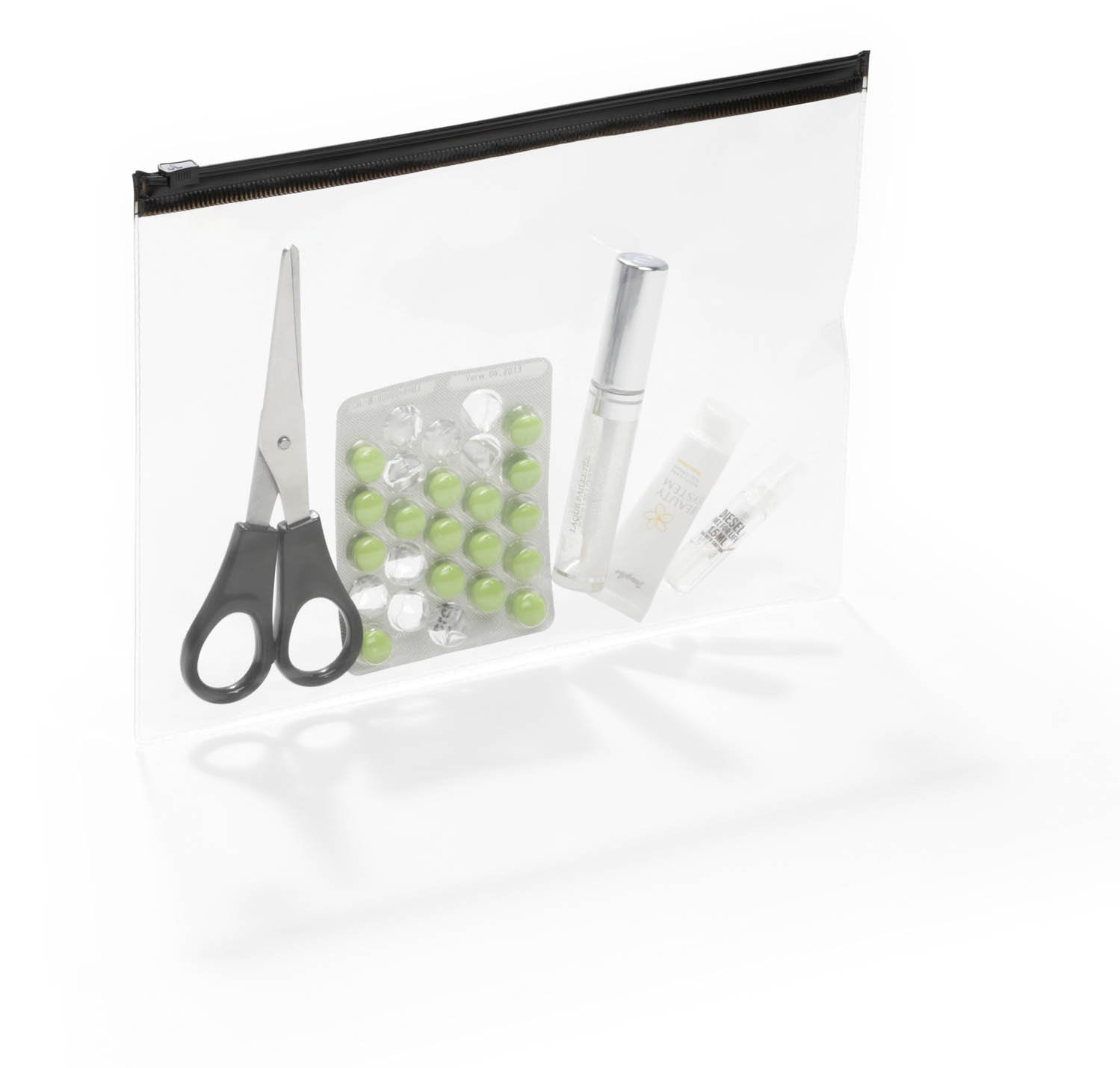 Durable Zip Bag 248001 Zip-Up Stationery / Document Case A5 Pack of 5 Transparent, black