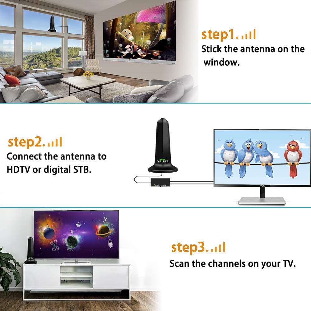 TV Antenna, Indoor Amplified HD Digital TV Antenna 200 Miles Range -HDTV Amplifier Signal Booster 4K HD Local Channels Support 4K 1080p Fire tv Stick and All Television -17ft Coax Cable: Home Audio & Theater