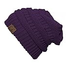 Thick Slouchy Knit Unisex Beanie Cap Hat,One Size,Purple