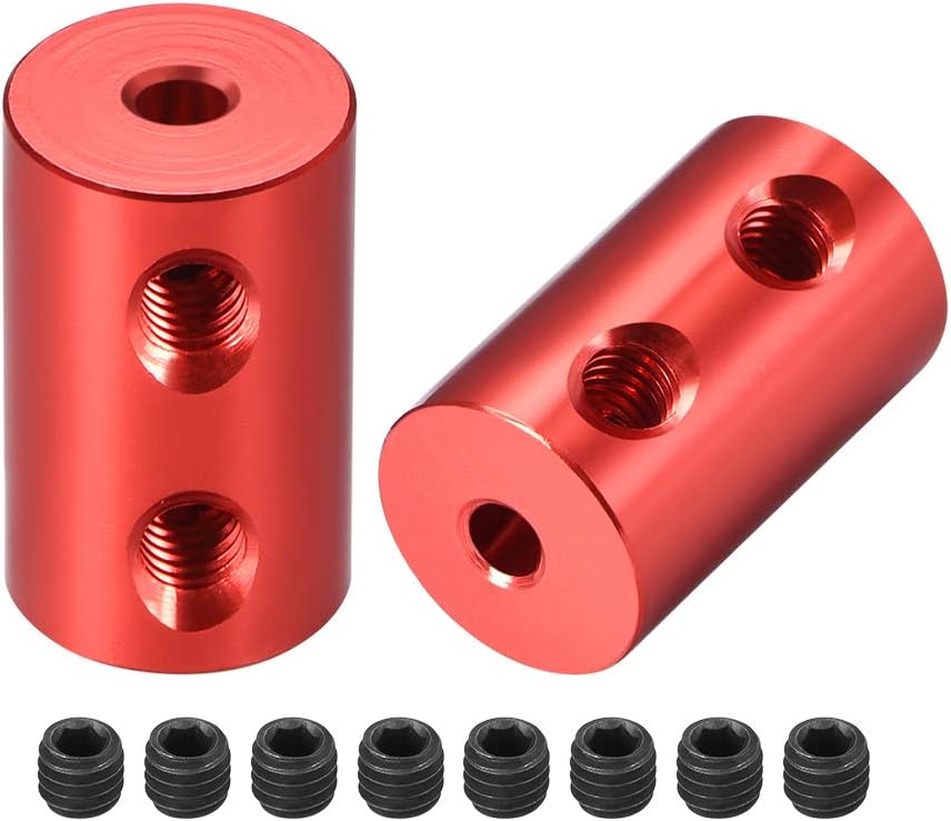 sourcing map 3mm to 3mm Bore Rigid Coupling Set Screw L20XD12 Aluminum Alloy,Shaft Coupler Connector for RC Airplane Boat Motor Accessories,Red,2pcs