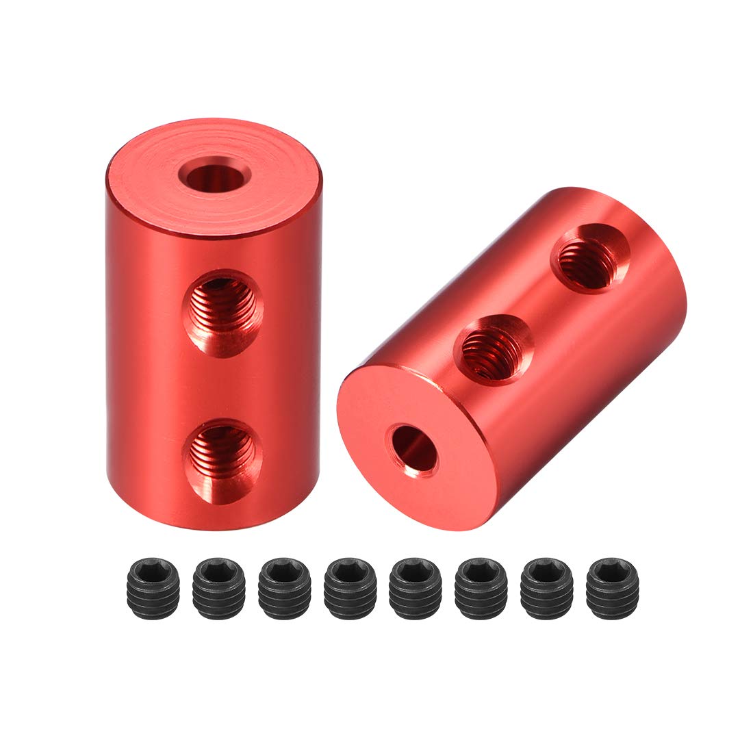 sourcing map 3mm to 3mm Bore Rigid Coupling Set Screw L20XD12 Aluminum Alloy,Shaft Coupler Connector for RC Airplane Boat, Motor Accessories,Red,2pcs
