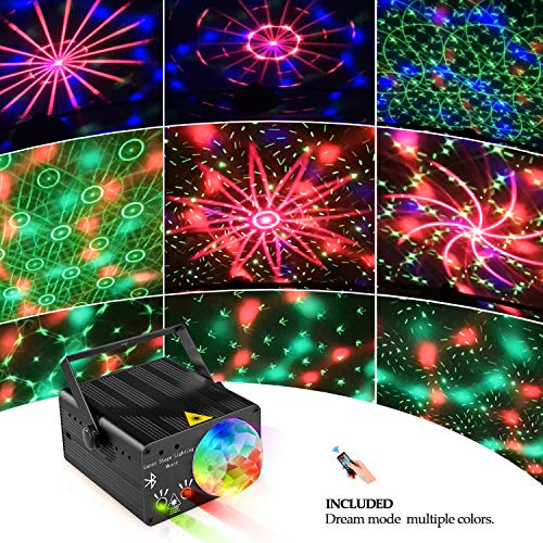 Flysight USB Party Lights LED DJ Disco Ball Light with Bluetooth Speaker MP3 Music Sound Activated Portable Stage Laser Lighting with Remote Control Support SD Card for Xmas Club Bar Parties (Black)