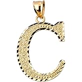 Personalized 14k Yellow Gold Initial Letters A-Z Charm Pendant