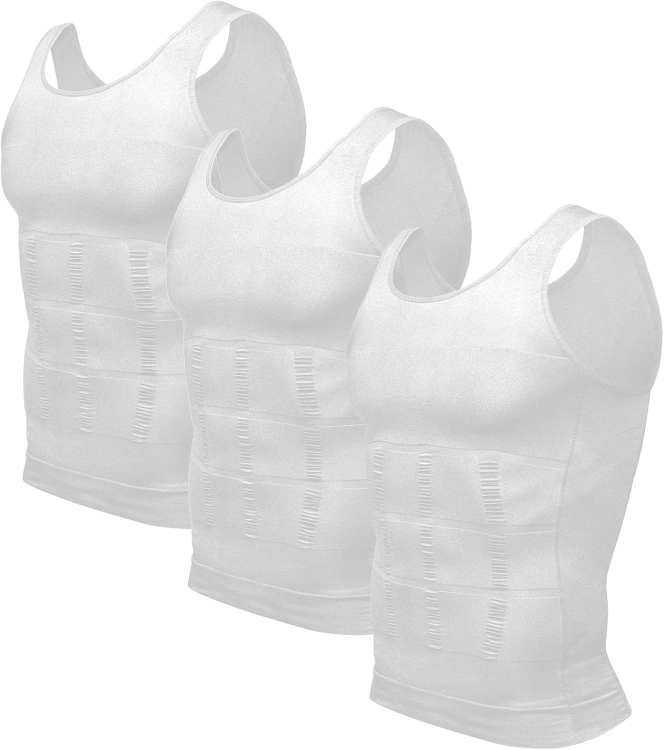 Odoland Mens 3 Pack Body Shaper Slimming Tummy Vest Thermal Compression Shirt Tank Top Shapewear: Clothing