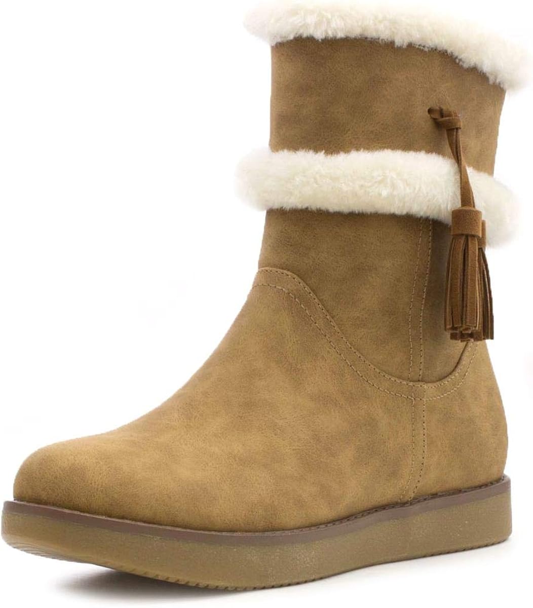 Softlites Womens Tan Faux Fur Tassel Casual Boot Size 8 UK Brown