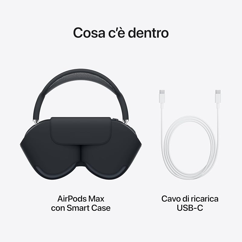 AirPods Max Cuffie wireless over-ear, Cancellazione attiva del rumore di livello pro, Modalità Trasparenza, Audio spaziale personalizzato, Ricarica USB-C, Cuffie Bluetooth per iPhone, Galassia