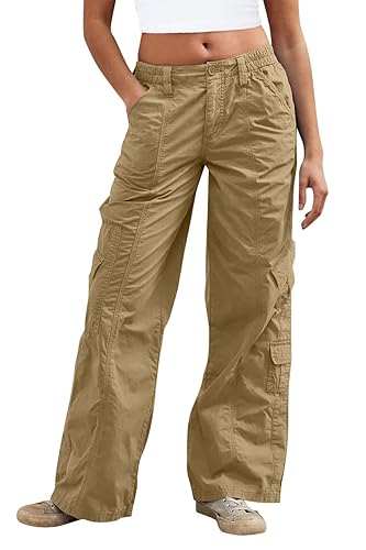 Women's Lightweight Cargo Pants - Y2K Parachute Pants With Multiple Pockets For Hiking & Streetwear