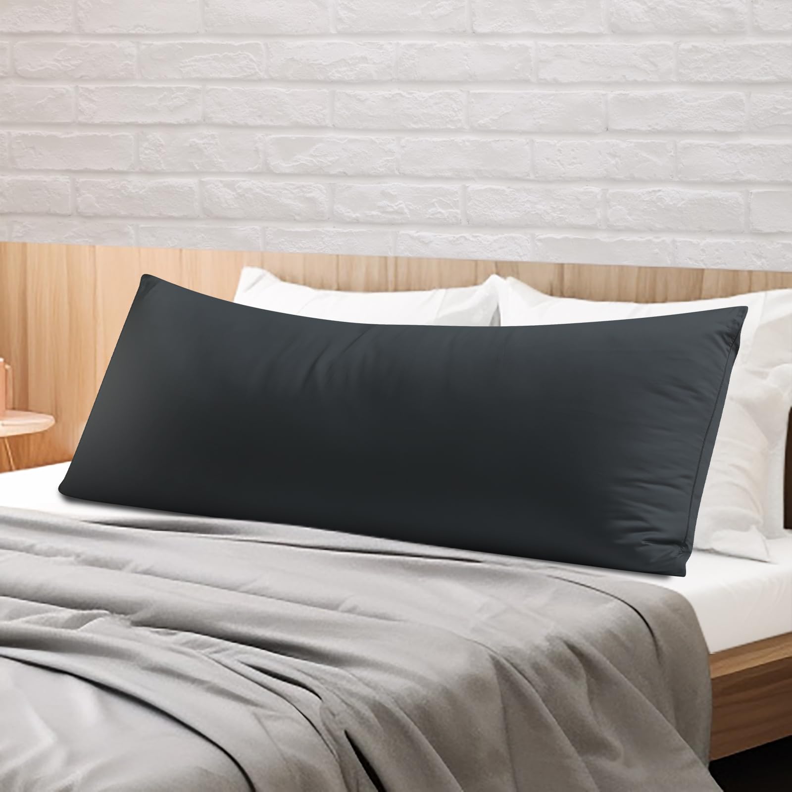 Photo 1 of 100% Egyptian Cotton Body Pillow Cover Long Pillow Case, 600 Thread Count Bed Pillow Protector with Zipper, Sateen Weave Cooling Full Body Pillowcase for Adults 20x54 Inches (1PC, Body, Black)