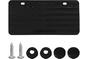 Runseaway American Flag Front License Plate Decor Accessory, 6x12 Inch Rust-Proof Aluminum Metal Vanity Tag, Patriotic Car Decor Accessory with 4 Precise Holes, Novelty (Black)