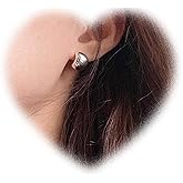 W WEILIRIAN Chunky Stud Half Hoop Earrings Dome Hoop Earrings Thick C Shaped Hoop Earrings Chunky Open Hoop Stud Earrings Gold Trendy Jewelry for Women and Girls Gifts