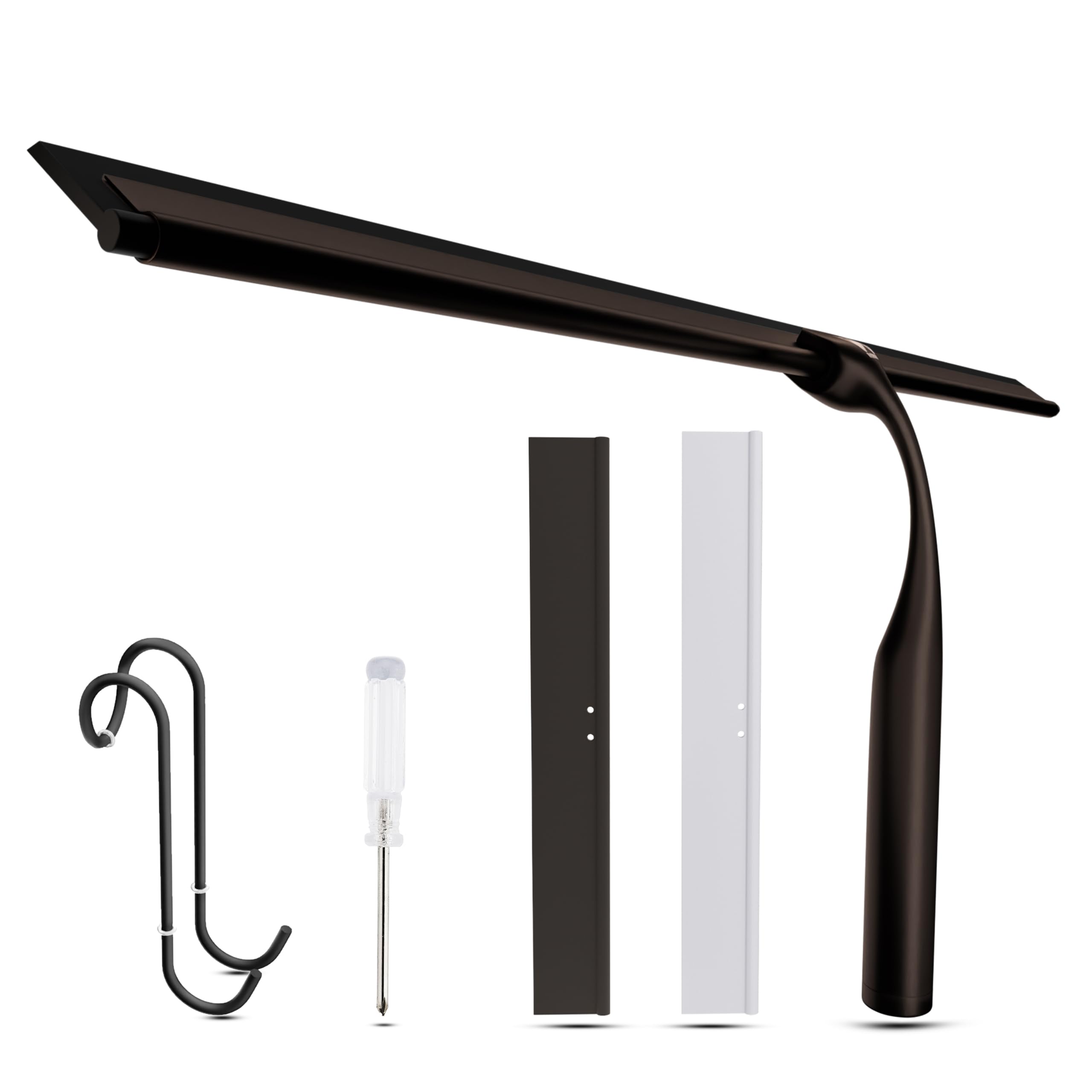 Wunset 40 cm Shower Squeegee, Large Bronze Window Squeegee - 6 Pieces Set Including 2 Replacement Silicone Lips, Squeegee Shower Cleaner for Shower Doors and Various Smooth Surfaces (40 cm, Bronze)