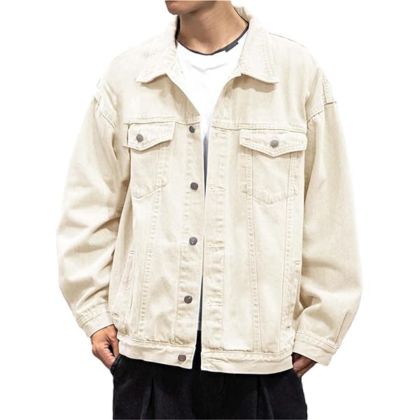 SANGTREE Mens Casual Denim Jacket Classic Trucker Long