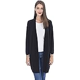 State Cashmere Women's 100% Cashmere Open Front Long Cardigan Oversized Sweater with Straight Hem
