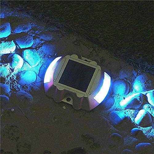 SOLMORE 4 Pack Solar Deck Lights LED Dock Light Solar Lights Step Road Path Light Waterproof Security Warning Driveway Lights for Outdoor Fence Patio Yard Home Pathway Stairs Garden (Blue) (Renewed) - Thumbnail 6