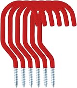 Hyfive 6 Pack Heavy Duty Garage Hooks Wall Ceiling Mounted Up to 15kg Red view 2