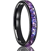 Concept Knight Tungsten Carbide Rings for Men Women 8MM/4MM Men's Engagement Wedding Bands Inlaid with Nebula Opal Amethyst and High Polish