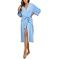 HEARTNICE Womens Cotton Robe, Soft Kimono Spa Knit Long Bathrobe Lightweight Loungewear
