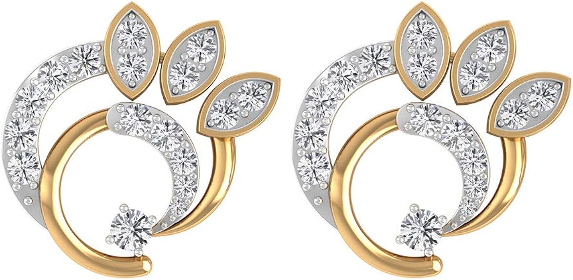 Aretes de oro con certificado SGL de 0,37 ct, pendientes de espiral de boda, de boda, de metal Aretes de oro con certificado SGL de 0,37 ct, pendientes de espiral de boda, de boda, de metal