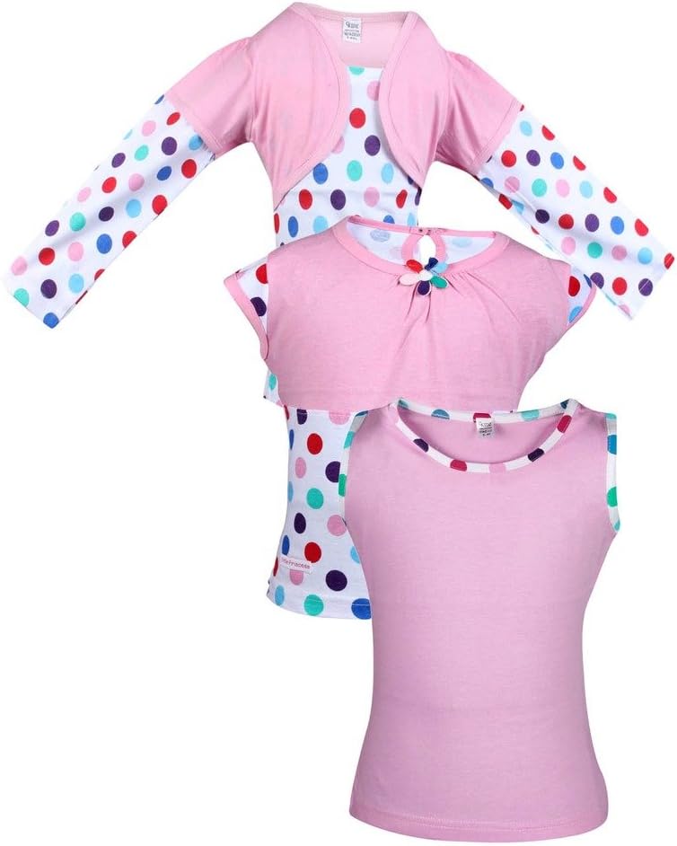 Goodway Girl's Pack of Three Vest ,Tee and Shrug Tshirt-Combo5( MLTI-PKA-CMB-5_Multicolor)