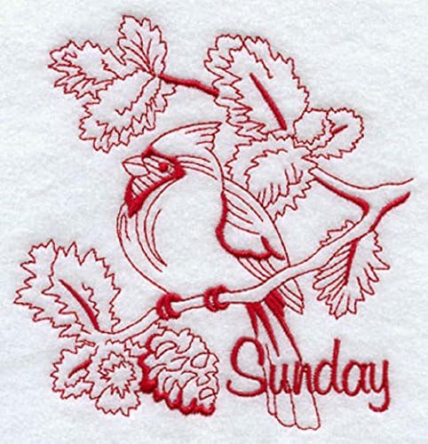 Embroidered Tea Towels or Flour Sack Towels Days of the Week Vintage Backyard Bird Designs Set of 7