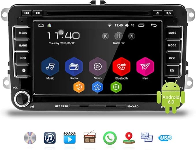 Android Auto Car Multimedia Player, QuadCore estéreo 2 Din Car, 8