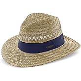 Panama Jack Safari Straw Hat - Lightweight, 3" Big Brim, Inner Elastic Sweatband, 3-Pleat Ribbon Hat Band