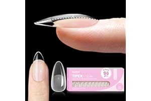 BEETLES GEL POLISH Beetles Tipex Lite Apex Nail Tips, Almond Medium, 96pcs 16 Sizes, Pre-Building Pre-Etched Acrylic Nail Tips for Flat Nails & Natural Nail Beds