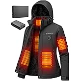 Brimekey Heated Jacket for Women with 20000mAh Battery Pack Fleece Lining Womens Heated Coat Waterproof Skiing Hunting