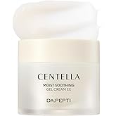 dr.pepti Centella Moist Soothing Gel Cream EX - Korean Face Moisturizer Cooling Hydrating for Sensitive Irritated Skin - Hyaluronic Acid Peptides Ceramide Makeup Booster Cream, 2.37 fl.oz
