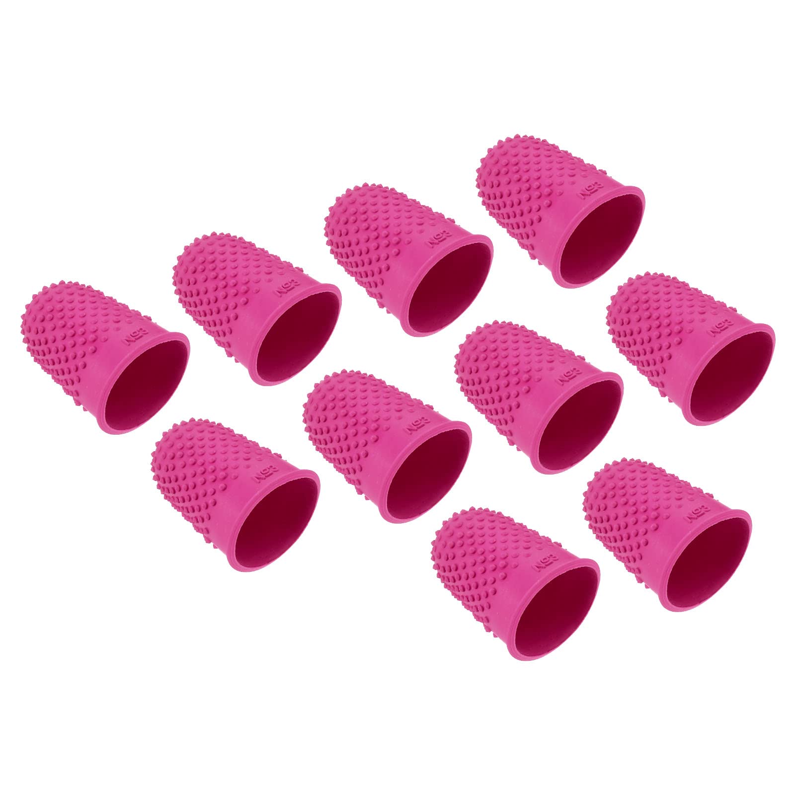 PATIKIL 0.87x1.3 Inch Rubber Finger Tips, 10 Pack Silicone Thumb Fingertip Protector Covers Guard Pads Thimble Grips for Office Counting Sewing, Rose Red XL Size